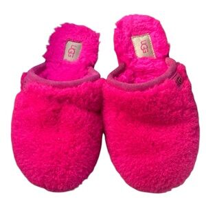 UGG Hot Pink Fuzzy Slide Slippers Fluffette Women's Size 6